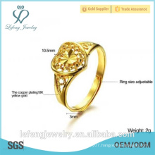 Wholesale price high polished antique style gold plated wedding ring heart ring